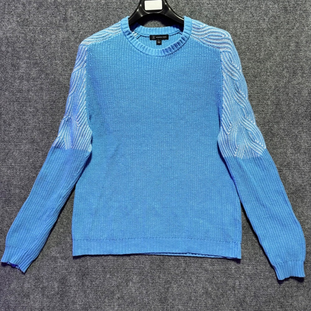 INC International Concepts Sweater Womens L Blue Knit Pullover Long Sleeve